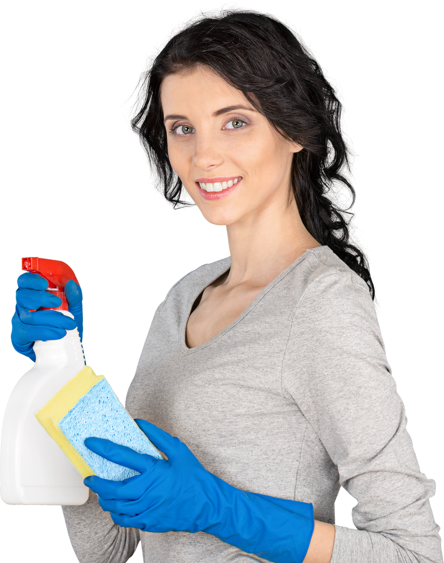Woman with Cleaning Materials